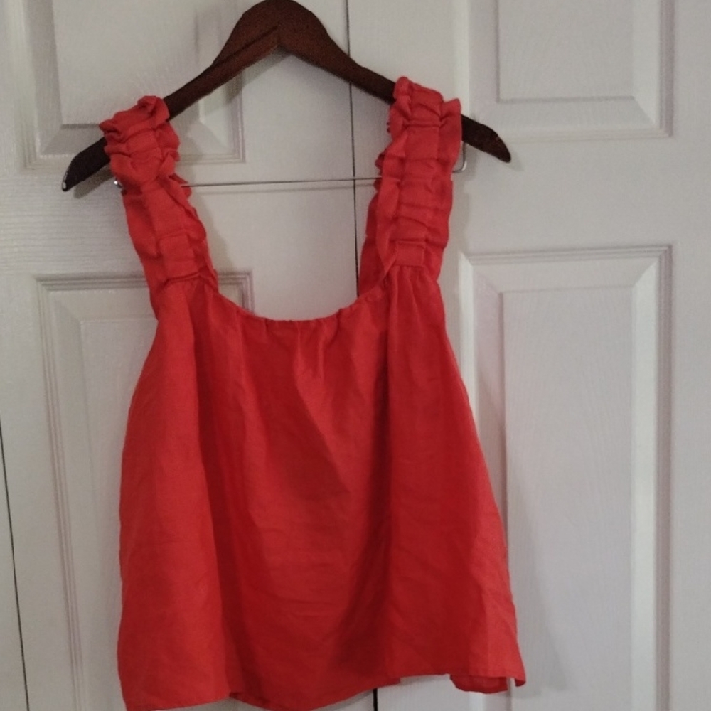 Marc New York 100 Linen Top In Summer Pink Size Large New